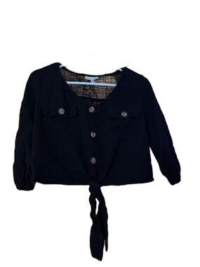 Belle Du Jour Black Peasant-Style Blouse